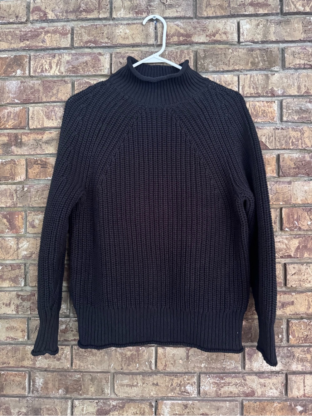 J. Crew black 100% cotton roll neck knit sweater